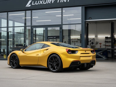 DIY Ferrari 488 wrapped in Satin HX30000 Super Chrome Gold automotive vinyl film HX30SCH07S