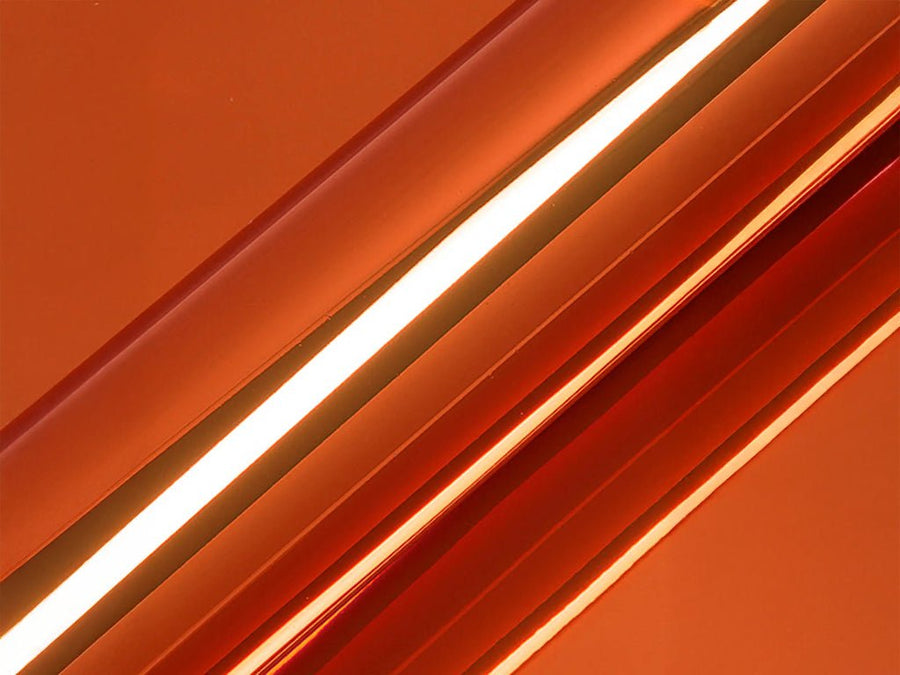 Color swatch of Hexis HX30000 Super Chrome Gloss Orange Vinyl Wrap HX30SCH08B