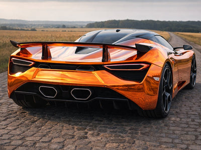 DIY McLaren 720S wrapped in Gloss HX30000 Super Chrome Orange wrap film HX30SCH08B