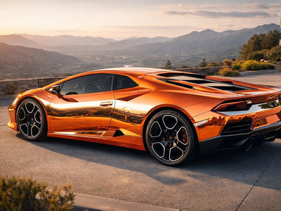 Lamborghini Huracán wrapped in Gloss HX30000 Super Chrome Orange restyling film HX30SCH08B