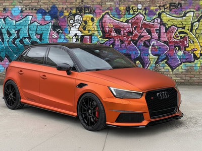 DIY Audi S1 wrapped in Satin HX30000 Super Chrome Orange restyling film HX30SCH08S