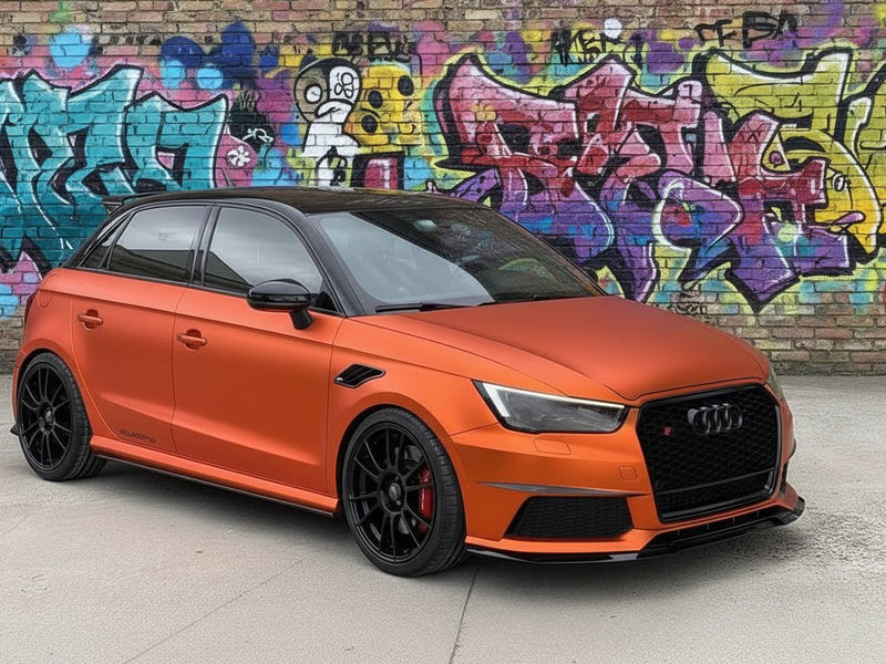 DIY Audi S1 wrapped in Satin HX30000 Super Chrome Orange restyling film HX30SCH08S