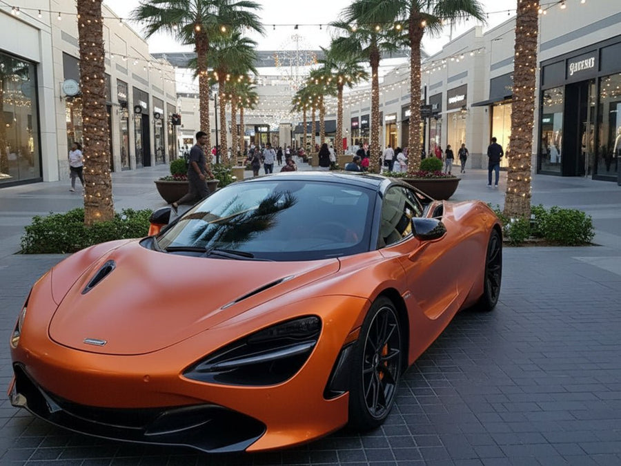 DIY McLaren 720S wrapped in Satin HX30000 Super Chrome Orange vinyl wrap HX30SCH08S
