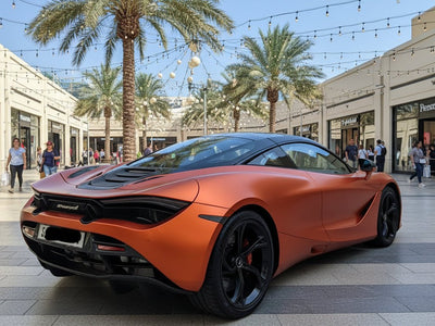 McLaren 720S wrapped in Hexis Satin HX30000 Super Chrome Orange car wrap film HX30SCH08S