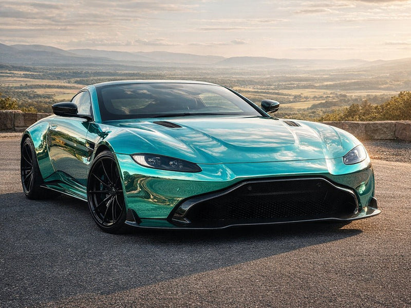 Aston Martin Vantage wrapped in Gloss HX30000 Super Chrome Turquoise vinyl wrap HX30SCH09B