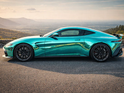 DIY Aston Martin Vantage wrapped in Gloss HX30000 Super Chrome Turquoise car wrap film HX30SCH09B detail