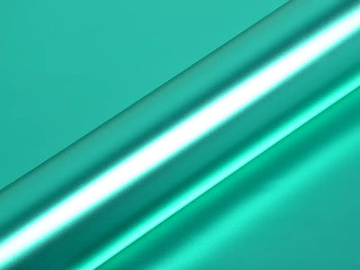 Color swatch of Hexis HX30000 Super Chrome Satin Turquoise Vinyl Wrap HX30SCH09S