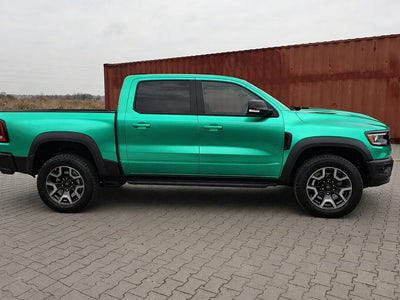 DIY RAM 1500 wrapped in Satin HX30000 Super Chrome Turquoise vinyl wrap HX30SCH09S