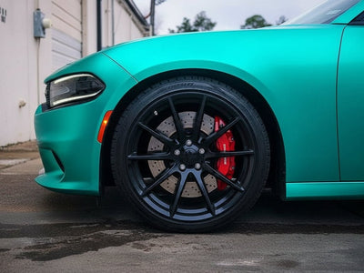 DIY Dodge Charger wrapped in Satin HX30000 Super Chrome Turquoise car wrap film HX30SCH09S