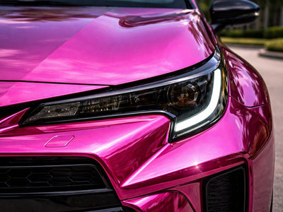 Toyota Camry wrapped in Gloss HX30000 Super Chrome Pink vinyl wrap HX30SCH10B