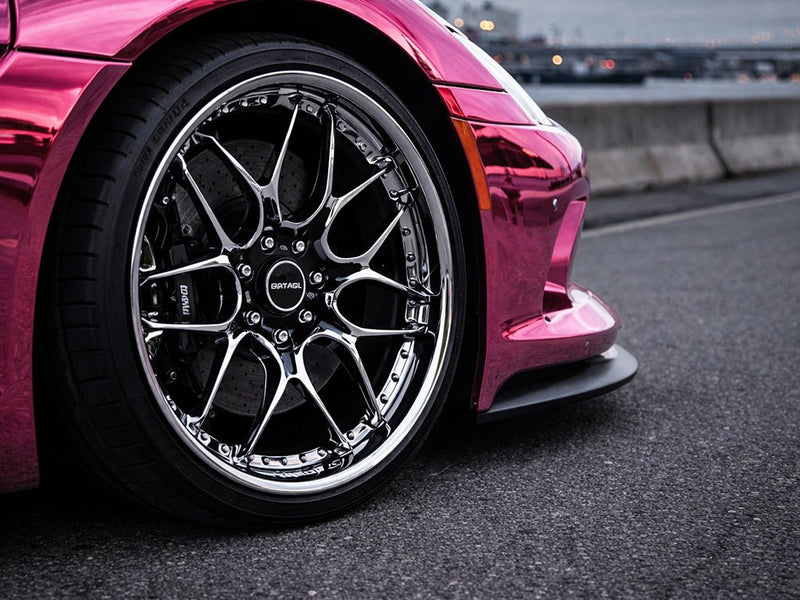 Car wrapped in Gloss HX30000 Super Chrome Pink wrap film HX30SCH10B