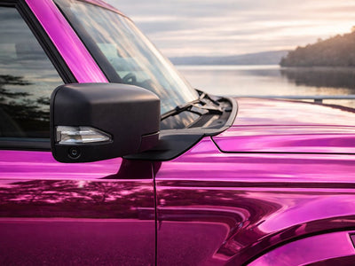 Jeep Wrangler wrapped in Hexis Gloss HX30000 Super Chrome Pink car wrap film HX30SCH10B