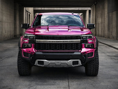 Chevrolet Silverado wrapped in Gloss HX30000 Super Chrome Pink restyling film HX30SCH10B