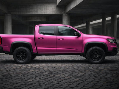 DIY Chevrolet Colorado wrapped in Satin HX30000 Super Chrome Pink vinyl wrap HX30SCH10S