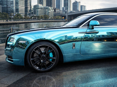 DIY Rolls-Royce Wraith wrapped in Gloss HX30000 Super Chrome Light Blue vinyl wrap HX30SCH11B