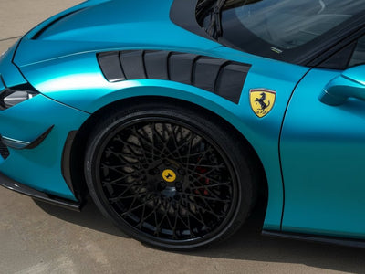 DIY Ferrari SF90 wrapped in Satin HX30000 Super Chrome Light Blue restyling film HX30SCH11S