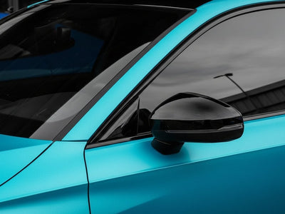 Car wrapped in Hexis Satin HX30000 Super Chrome Light Blue car wrap film HX30SCH11S