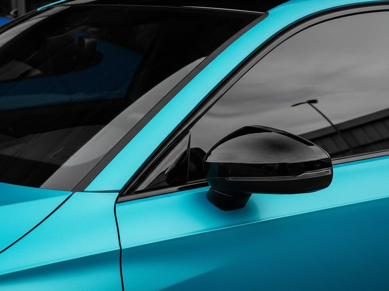 Car wrapped in Hexis Satin HX30000 Super Chrome Light Blue car wrap film HX30SCH11S