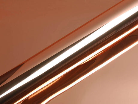 Color swatch of Hexis HX30000 Super Chrome Gloss Rose Gold Vinyl Wrap HX30SCH12B