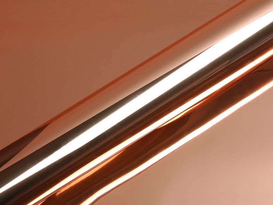 Color swatch of Hexis HX30000 Super Chrome Gloss Rose Gold Vinyl Wrap HX30SCH12B