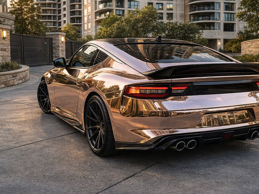 DIY Porsche 911 wrapped in Gloss HX30000 Super Chrome Rose Gold restyling film HX30SCH12B