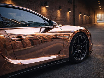 Lexus LC wrapped in Gloss HX30000 Super Chrome Rose Gold restyling film HX30SCH12B