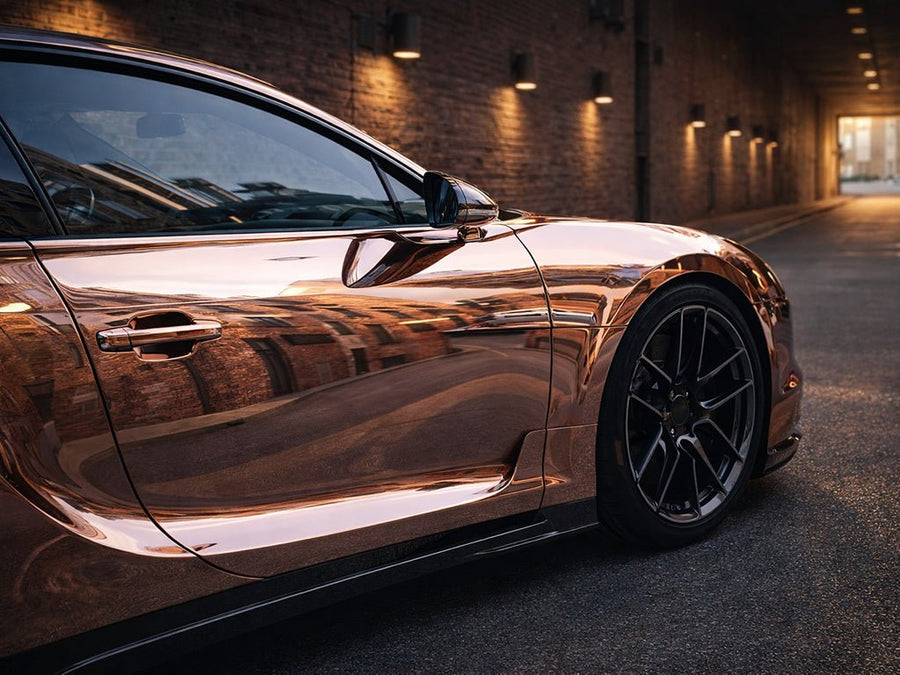 Lexus LC wrapped in Gloss HX30000 Super Chrome Rose Gold restyling film HX30SCH12B