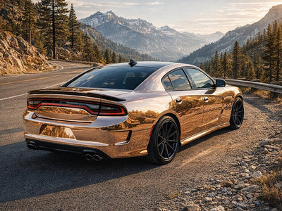 DIY Dodge Charger wrapped in Gloss HX30000 Super Chrome Rose Gold automotive vinyl film HX30SCH12B