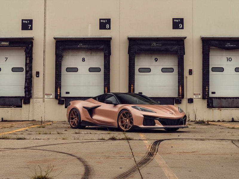 Chevrolet Corvette wrapped in Hexis Satin HX30000 Super Chrome Rose Gold vinyl wrap HX30SCH12S