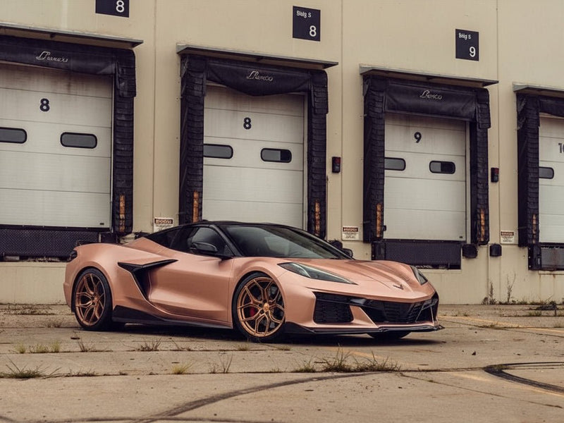 Chevrolet Corvette C8 wrapped in Satin HX30000 Super Chrome Rose Gold automotive vinyl film HX30SCH12S