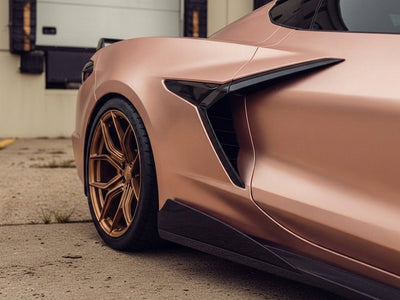 Chevrolet Corvette wrapped in Satin HX30000 Super Chrome Rose Gold restyling film HX30SCH12S