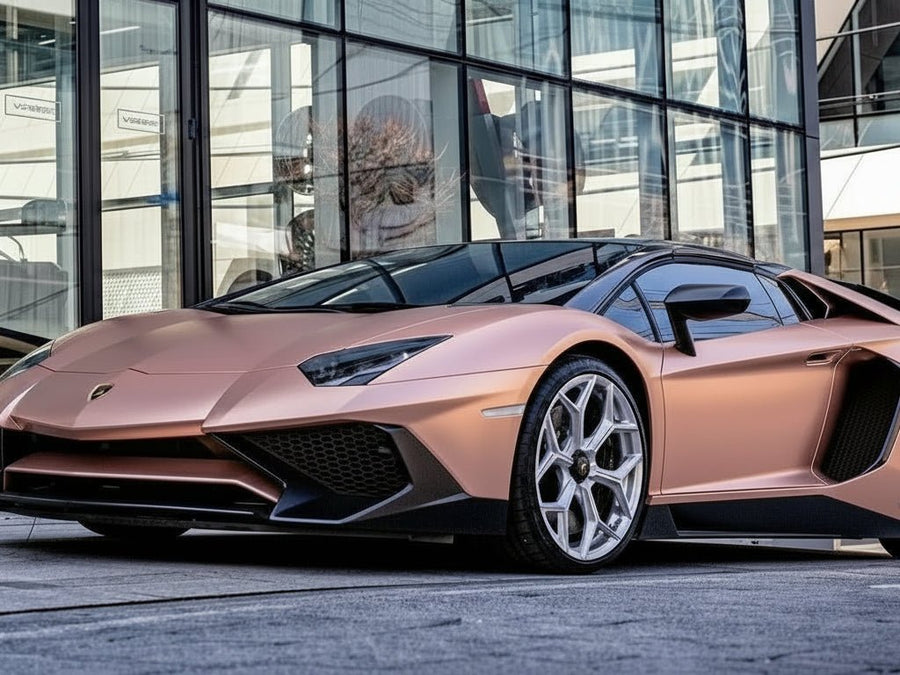 Lamborghini Aventador wrapped in Satin HX30000 Super Chrome Rose Gold automotive vinyl film HX30SCH12S