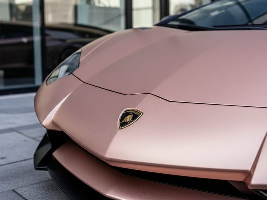 DIY Lamborghini Aventador wrapped in Satin HX30000 Super Chrome Rose Gold car wrap film HX30SCH12S