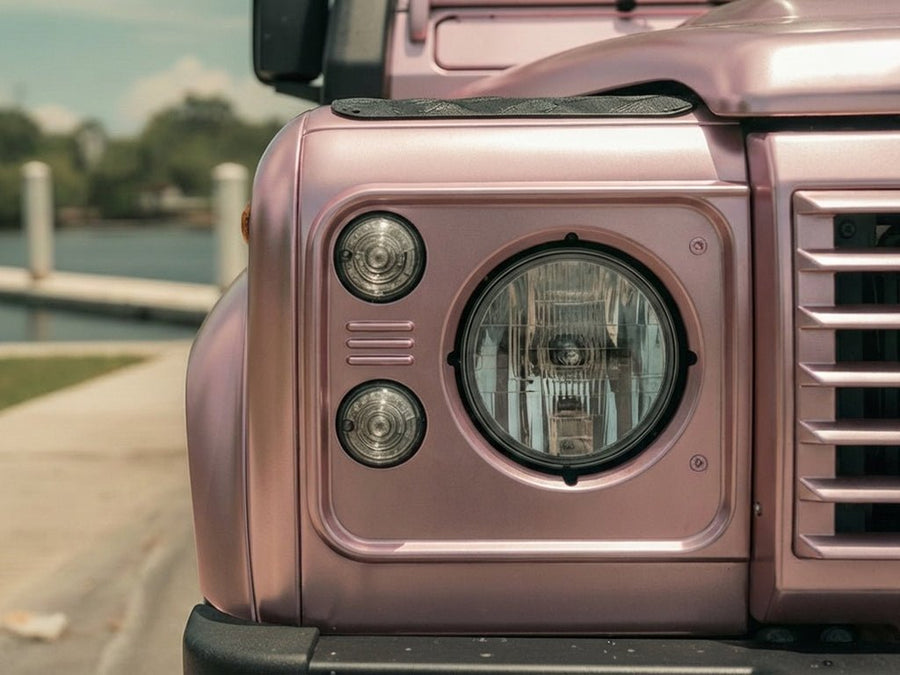 DIY Land Rover Defender wrapped in Satin HX30000 Super Chrome Rose Gold vinyl wrap HX30SCH12S