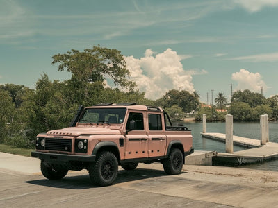 DIY Land Rover Defender wrapped in Satin HX30000 Super Chrome Rose Gold car wrap film HX30SCH12S