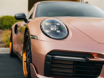 DIY Porsche 911 Turbo S wrapped in Satin HX30000 Super Chrome Rose Gold car wrap film HX30SCH12S