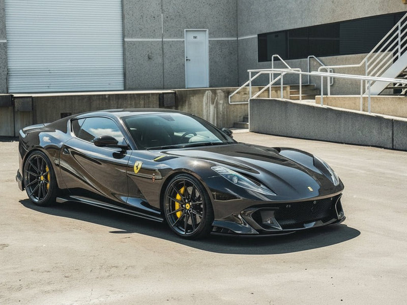 Ferrari 812 Superfast wrapped in Hexis Gloss HX30000 Super Chrome Ebony Black vinyl wrap HX30SCH13B
