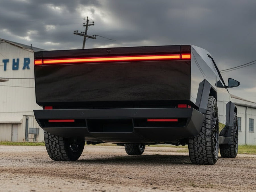 DIY Tesla Cybertruck wrapped in Gloss HX30000 Super Chrome Ebony Black automotive vinyl film HX30SCH13B