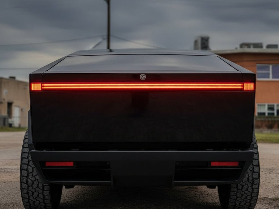 Tesla Cybertruck wrapped in Hexis Gloss HX30000 Super Chrome Ebony Black wrap film HX30SCH13B