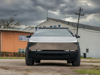 Tesla Cybertruck wrapped in Gloss HX30000 Super Chrome Ebony Black car wrap film HX30SCH13B