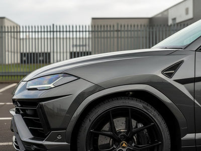 Lamborghini Urus wrapped in Hexis Gloss HX30000 Super Chrome Ebony Black wrap film HX30SCH13B