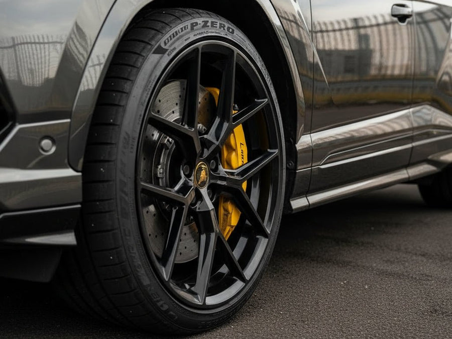 Lamborghini Urus wrapped in Gloss HX30000 Super Chrome Ebony Black wrap film HX30SCH13B