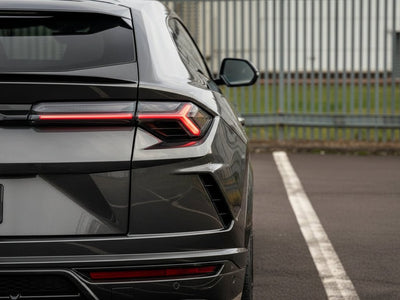 DIY Lamborghini Urus wrapped in Gloss HX30000 Super Chrome Ebony Black car wrap film HX30SCH13B detail