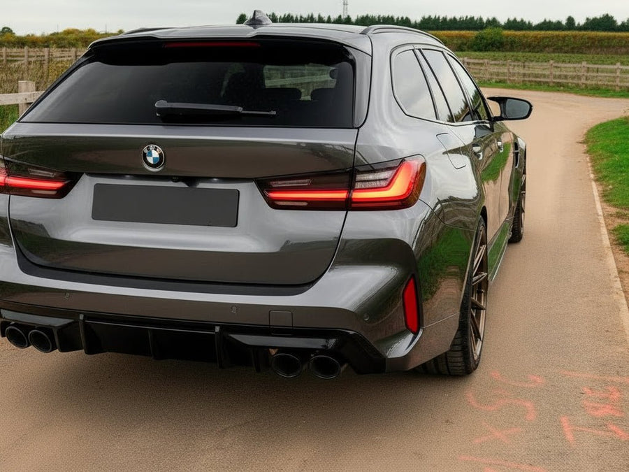 DIY BMW 3 Series Touring wrapped in Gloss HX30000 Super Chrome Ebony Black automotive vinyl film HX30SCH13B