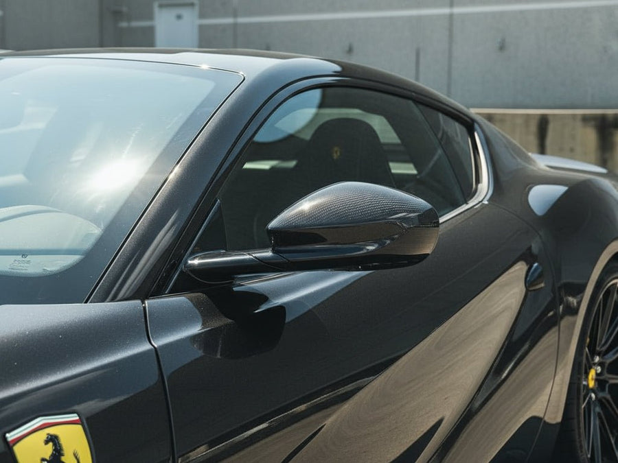 DIY Ferrari wrapped in Gloss HX30000 Super Chrome Ebony Black vinyl wrap HX30SCH13B