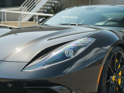 Ferrari 812 Superfast wrapped in Hexis Gloss HX30000 Super Chrome Ebony Black wrap film HX30SCH13B
