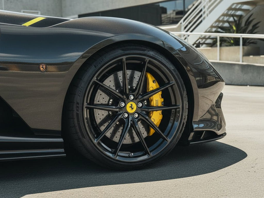 Ferrari 812 Competizione wrapped in Hexis Gloss HX30000 Super Chrome Ebony Black car wrap film HX30SCH13B