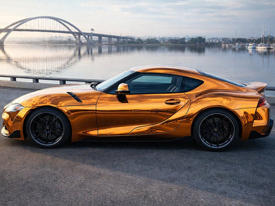 Toyota Supra wrapped in Gloss HX30000 Super Chrome Arabica Copper vinyl wrap HX30SCH15B