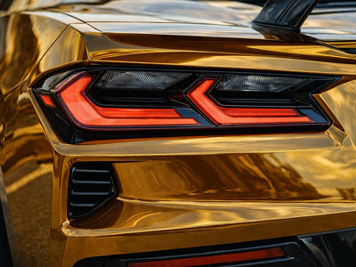 Chevrolet Corvette wrapped in Gloss HX30000 Super Chrome Arabica Copper restyling film HX30SCH15B detail