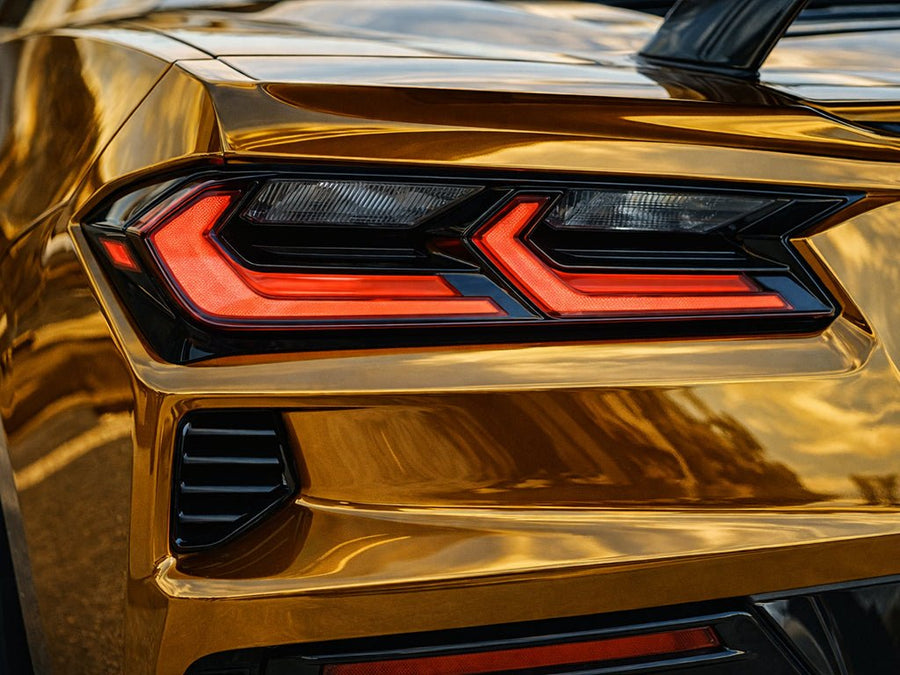 Chevrolet Corvette wrapped in Gloss HX30000 Super Chrome Arabica Copper restyling film HX30SCH15B detail